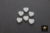 White Pearl Heart Beads, 5 Pc Shell Small Dainty Heart Bead #506, Side to Side Holes