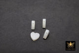 White Pearl Heart Beads, 5 Pc Shell Small Dainty Heart Bead # 506, Side to Side Holes