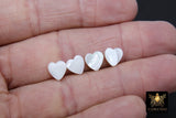 White Pearl Heart Beads, 5 Pc Shell Small Dainty Heart Bead #506, Side to Side Holes