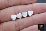 White Pearl Heart Beads, 5 Pc Shell Small Dainty Heart Bead #506, Side to Side Holes