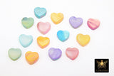 Pearl Heart Jewelry Beads, Blue Pink or Gold Shell Heart Charms #575, Side to Side 2 mm Holes