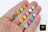 Pearl Heart Jewelry Beads, Blue Pink or Gold Shell Heart Charms #575, Side to Side 2 mm Holes