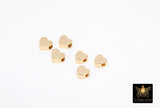 Gold Heart Bead, 5 Pc Genuine 18 K Gold Heart Shape Plated Beads with Hole #611, Side to Side 2 mm Holes