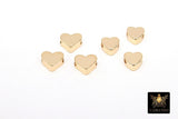 Gold Heart Bead, 5 Pc Genuine 18 K Gold Heart Shape Plated Beads with Hole #611, Side to Side 2 mm Holes