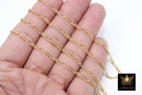 925 Sterling Silver Figaro Chains, 5.6 x 2.2 mm Unfinished 14 K Gold Filled CH# 844, By Foot CH# 744