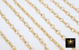 14 K Gold Filled Bar Chains, 8 mm Unfinished Large Bar and Rolo Chain CH# 768, Long Short