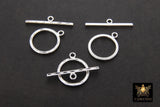 Large 925 Sterling Silver Textured Toggle Clasp Set, 17 x 14 mm Toggle Ring # 175, 23 mm Flat T Bar Stamped 925 Clasps