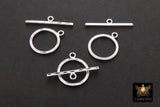 Large 925 Sterling Silver Textured Toggle Clasp Set, 17 x 14 mm Toggle Ring # 175, 23 mm Flat T Bar Stamped 925 Clasps