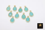 Natural Amazonite Teardrop Charms, Gold Plated Faceted Aqua Blue Gemstones #2828, Sterling Silver Pendants