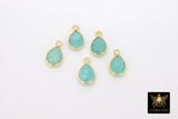 Natural Amazonite Teardrop Charms, Gold Plated Faceted Aqua Blue Gemstones #2828, Sterling Silver Pendants