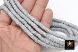 2 Strands 6 mm Clay Flat Beads, Slate Light Gray Heishi Mixed Beads in Polymer Disc CB #202, Rondelle Checker Beads