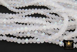 White Crystal Beads, 2 Strands Faceted Matte AB Crystal Rondelle Jewelry Beads BS #253, sizes 6 x 4 mm 15.75 inch Strands
