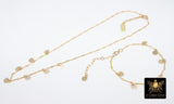 14 K Gold Filled Dangle Disc Necklace, 14 K Gold Filled Sequin Long Bar Choker #2077