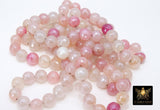 Electroplated White Pink Fire Agate Beads, Faceted Fuchsia Beads BS #231, sizes in 10 mm 14.5 inch FULL Strands