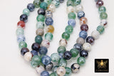 Electroplated White Green Fire Agate Beads, Faceted Blue Black Beads BS #233, sizes in 10 mm 14.5 inch FULL Strands