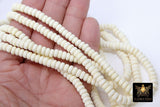 6 mm Ivory Clay Rondelle Beads, Creamy White Heishi Flat Beads in Polymer Clay Disc CB #205, 3 mm Thick Stone Beads - 1 Strand-6 mm