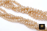 Beige Crystal Beads, 2 Strands Faceted Cream AB Crystal Rondelle Jewelry Beads BS #105, sizes 6 x 4 or 8 x 5 mm 18 inch Strands