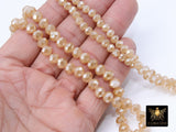 Beige Crystal Beads, 2 Strands Faceted Cream AB Crystal Rondelle Jewelry Beads BS #105, sizes 6 x 4 or 8 x 5 mm 18 inch Strands