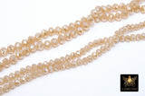 Beige Crystal Beads, 2 Strands Faceted Cream AB Crystal Rondelle Jewelry Beads BS #105, sizes 6 x 4 or 8 x 5 mm 18 inch Strands