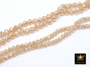 Beige Crystal Beads, 2 Strands Faceted Cream AB Crystal Rondelle Jewelry Beads BS #105, sizes 6 x 4 or 8 x 5 mm 18 inch Strands