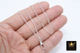 Silver Swivel Fob Chain Necklace, 925 Sterling Silver Rectangle Rolo Chain, Front Clasp Paperclip Chain Link Dainty Choker