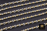 Gold Beaded Sequin Enamel Chain, White or Black and Gold Beaded Dapped Chain CH #648, By the Yard Unfinished