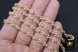 Gold Beaded Sequin Enamel Chain, White or Black and Gold Beaded Dapped Chain CH #648, By the Yard Unfinished