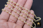 Gold Beaded Sequin Enamel Chain, White or Black and Gold Beaded Dapped Chain LK #532, By the Yard Unfinished