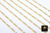 925 Sterling Silver Figaro Chains, 5.6 x 2.2 mm Unfinished 14 K Gold Filled CH# 844, By Foot CH# 744