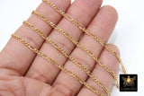 925 Sterling Silver Figaro Chains, 5.6 x 2.2 mm Unfinished 14 K Gold Filled CH# 844, By Foot CH# 744