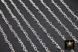 925 Sterling Silver Heart Chains, 3.8 mm Silver Dainty or Flat Heart Shaped Chain CH# 816, Unfinished Designer Jewelry Chain