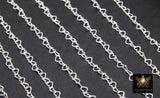 925 Sterling Silver Heart Chains, 3.8 mm Silver Dainty or Flat Heart Shaped Chain CH# 816, Unfinished Designer Jewelry Chain