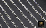 925 Sterling Silver Heart Chains, 3.8 mm Silver Dainty or Flat Heart Shaped Chain CH #816, Unfinished Designer Jewelry Chain