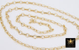 14 K Gold Filled Bar Chains, 8 mm Unfinished Large Bar and Rolo Chain CH# 768, Long Short