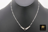 925 Sterling Silver Swivel Fob Necklace, Silver Paperclip and Rolo Everyday Choker, Rectangle Oval Chain Choker