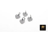 Gold CZ Heart Charms, Genuine Gold over 925 Silver Heart Charms, AG# 165