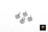 Gold CZ Heart Charms, Genuine Gold over 925 Silver Heart Charms, AG 165