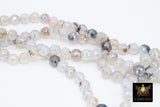 Electroplated White Agate Beads, Faceted Black White Agate BS #225, Light Grey Pearlized Beads