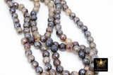 Electroplated Agate Beads, Faceted Brown Beige Agate BS #226, Light Cream Pearlized Beads