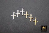 14 K Gold Filled Cross Charms, 2 Pc 925 Sterling Silver Tiny Crosses #2126, 7 x 11 mm Minimalist 14 20 Religious Jewelry