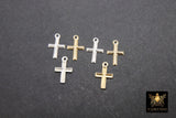14 K Gold Filled Cross Charms, 2 Pc 925 Sterling Silver Tiny Crosses # 2126, 7 x 11 mm Minimalist 14 20 Jewelry