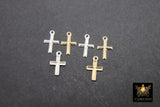 14 K Gold Filled Cross Charms, 2 Pc 925 Sterling Silver Tiny Crosses #2126, 7 x 11 mm Minimalist 14 20 Religious Jewelry