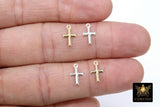 14 K Gold Filled Cross Charms, 2 Pc 925 Sterling Silver Tiny Crosses #2126, 7 x 11 mm Minimalist 14 20 Religious Jewelry