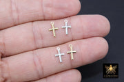 14 K Gold Filled Cross Charms, 2 Pc 925 Sterling Silver Tiny Crosses #2126, 7 x 11 mm Minimalist 14 20 Religious Jewelry