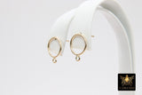 14 K Gold Hoop Stud Earrings, 10 mm High Quality Gold Filled Round Ring Stud Post Findings #2749, 1 Loop Minimalist Ring Loops