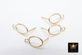 14 K Gold Hoop Stud Earrings, 10 mm High Quality Gold Filled Round Ring Stud Post Findings #2749, 1 Loop Minimalist Ring Loops