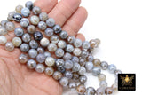 Electroplated White Agate Beads, Faceted Agate BS #238, Beige and Gray Beads