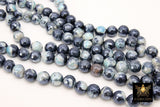 Electroplated Blue Black Agate Beads, Faceted Agate BS #229, White Cream Beads