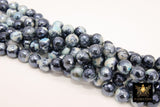 Electroplated Blue Black Agate Beads, Faceted Agate BS #229, White Cream Beads