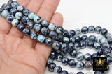 Electroplated Blue Black Agate Beads, Faceted Agate BS #229, White Cream Beads